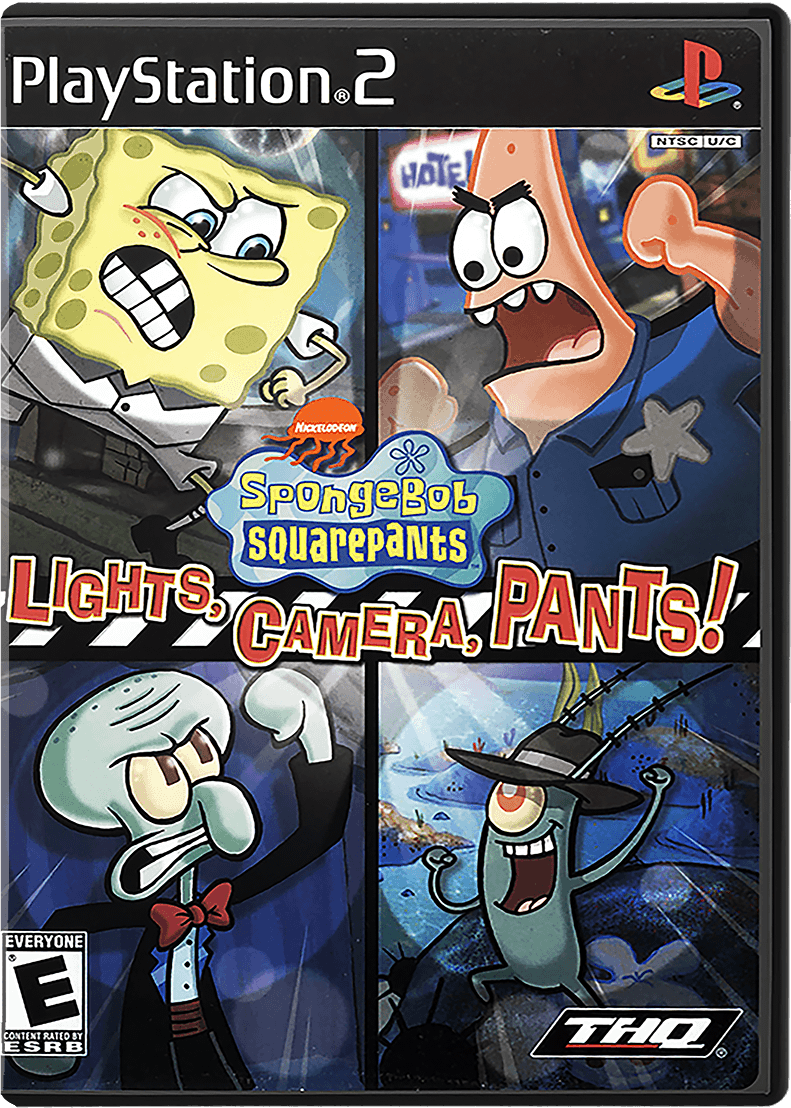 SpongeBob SquarePants Lights Camera Pants box art for Playstation 2